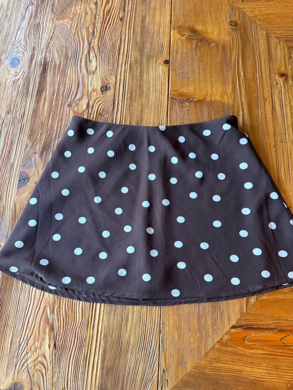 Abercrombie & Fitch Chocolate Brown Skort Skirt with White Polka Dots